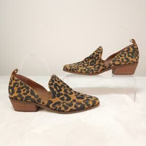 Lucky Brand Mahzan Leopard D'Orsay Heeled Pointed Toe Flats 7.5 Cheetah Loafers